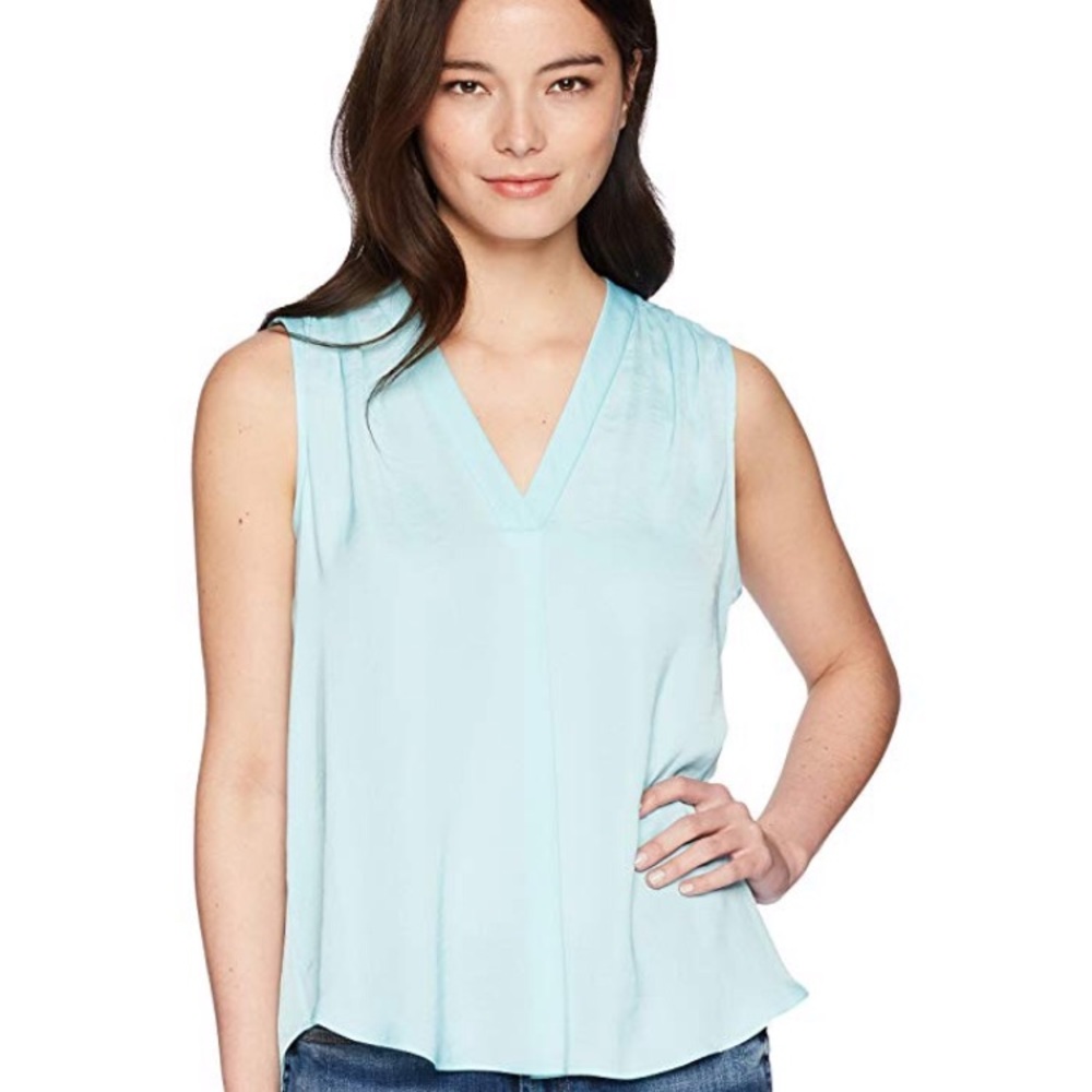 Vince Camuto teal sleeveless silk blouse size S